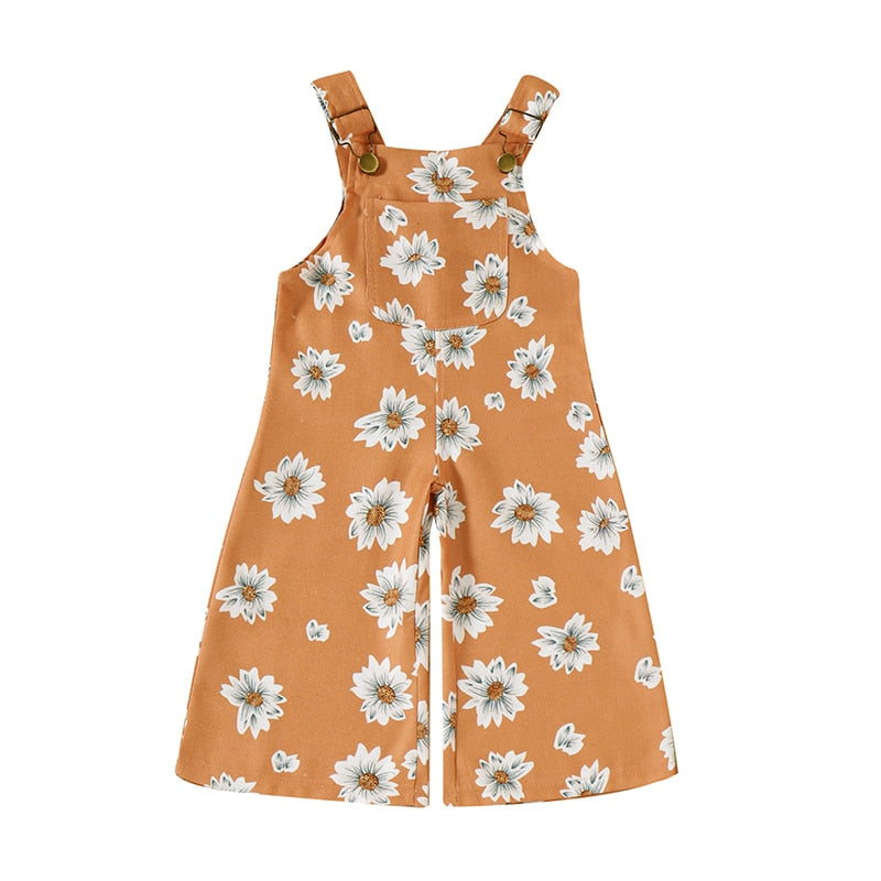 Summer Sun floral Girls Jumpsuits Suspender Pants