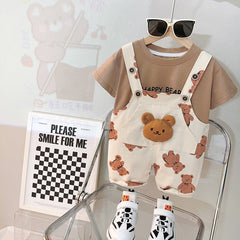 Boys And Girls Baby Bears Overalls + T-shirt Set.