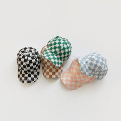 Cozy Kids Checkered Smiles cartoon Baseball HatsFor Kids Boys/ Girls