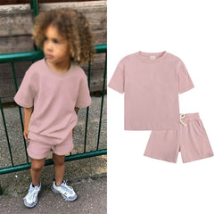 Cozy Kid Summer Essential Boys/Girls Short Sleeve Top+Shorts Sets