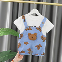 Boys And Girls Baby Bears Overalls + T-shirt Set.