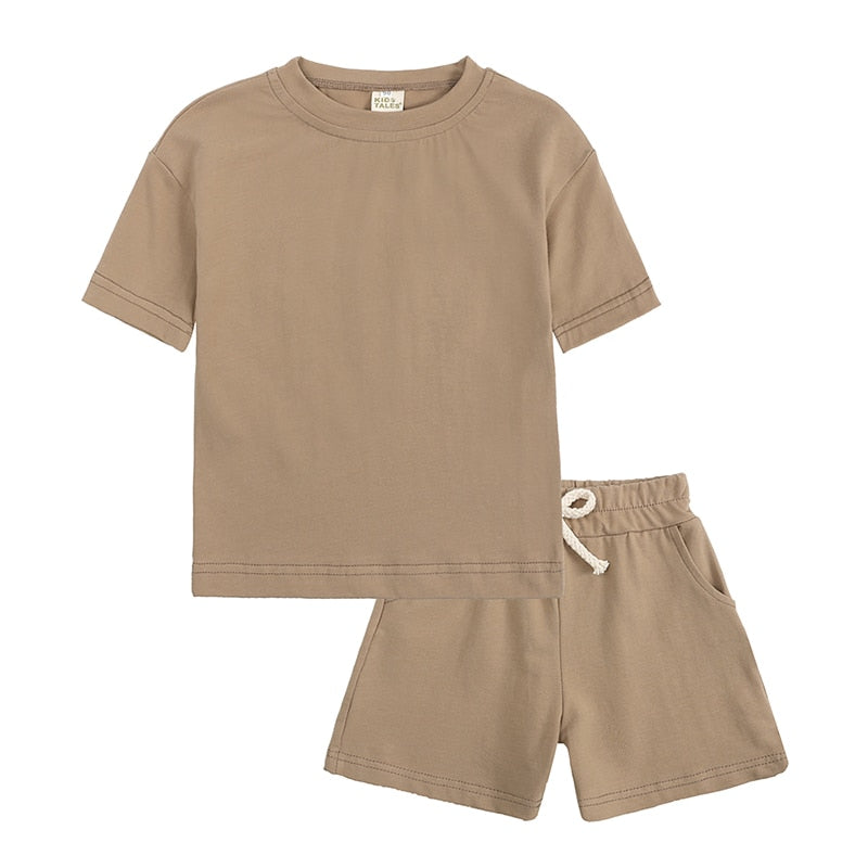 Cozy Kid Summer Essential Boys/Girls Short Sleeve Top+Shorts Sets