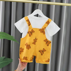 Boys And Girls Baby Bears Overalls + T-shirt Set.