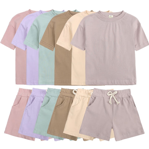 Cozy Kid Summer Essential Boys/Girls Short Sleeve Top+Shorts Sets