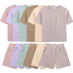 Cozy Kid Summer Essential Boys/Girls Short Sleeve Top+Shorts Sets