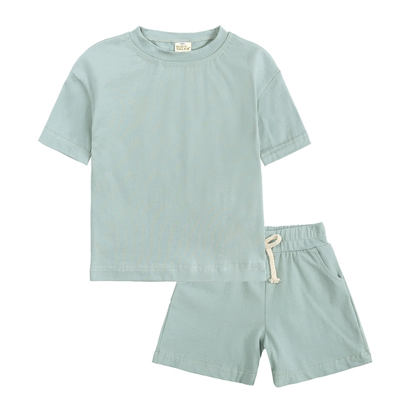 Cozy Kid Summer Essential Boys/Girls Short Sleeve Top+Shorts Sets