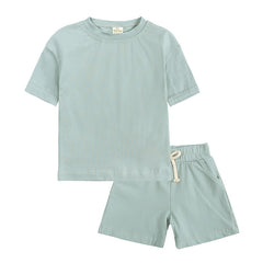 Cozy Kid Summer Essential Boys/Girls Short Sleeve Top+Shorts Sets