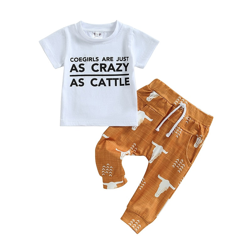 Summer Toddlers Kids short-sleeve Cattle Sets