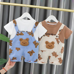 Boys And Girls Baby Bears Overalls + T-shirt Set.