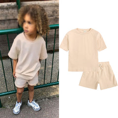 Cozy Kid Summer Essential Boys/Girls Short Sleeve Top+Shorts Sets