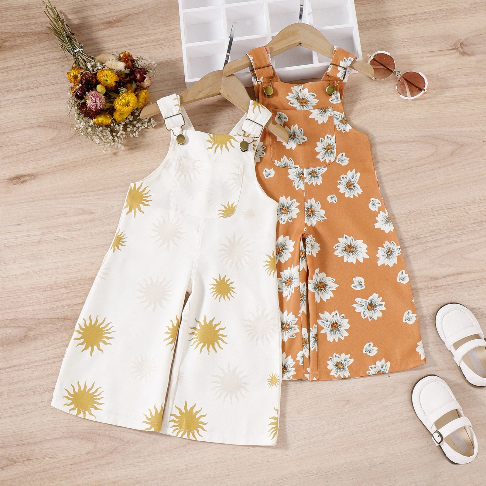 Summer Sun floral Girls Jumpsuits Suspender Pants