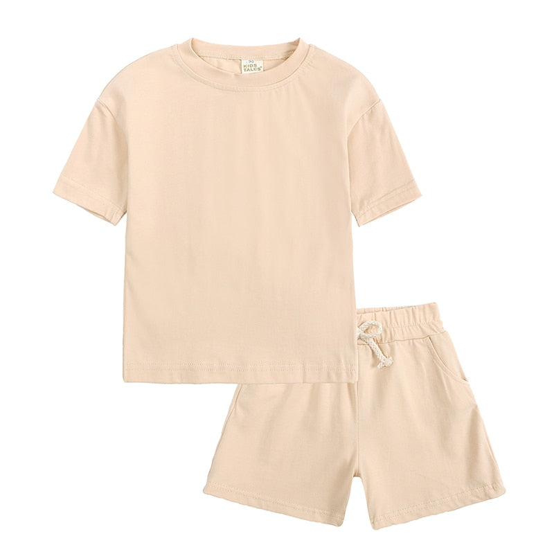 Cozy Kid Summer Essential Boys/Girls Short Sleeve Top+Shorts Sets