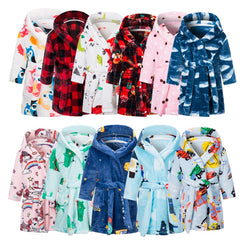 NEW Children's Hooded Flannel Bathrobe Boys/ Girls Patterns
