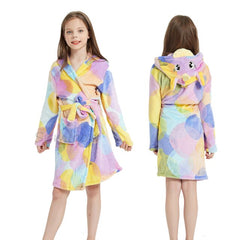 Children Bathrobe Baby Bath Robe Animal Rainbow Unicorn Hooded Bathrobes Girls Kids Sleepwear