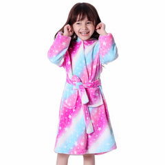Children Bathrobe Baby Bath Robe Animal Rainbow Unicorn Hooded Bathrobes Girls Kids Sleepwear