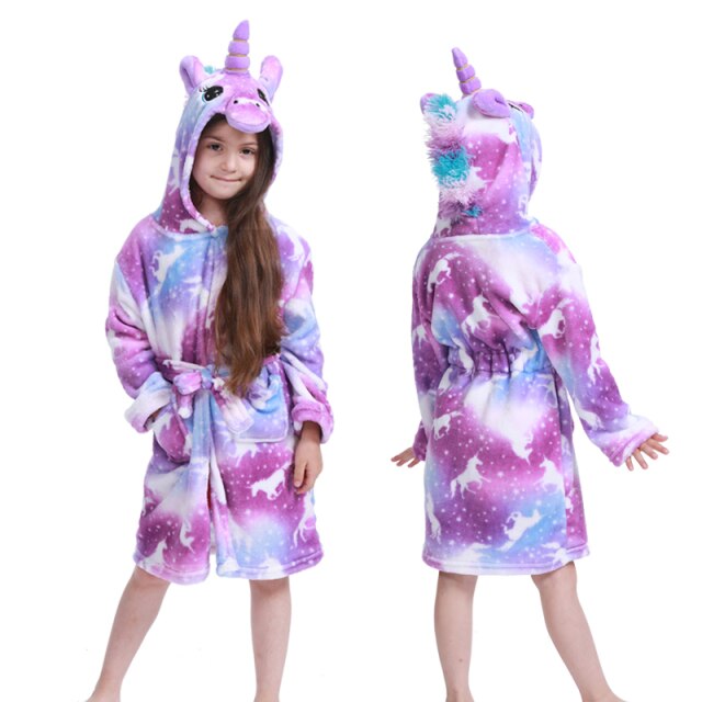 Children Bathrobe Baby Bath Robe Animal Rainbow Unicorn Hooded Bathrobes Girls Kids Sleepwear