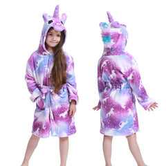 Children Bathrobe Baby Bath Robe Animal Rainbow Unicorn Hooded Bathrobes Girls Kids Sleepwear