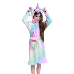 Children Bathrobe Baby Bath Robe Animal Rainbow Unicorn Hooded Bathrobes Girls Kids Sleepwear