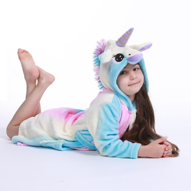 Children Bathrobe Baby Bath Robe Animal Rainbow Unicorn Hooded Bathrobes Girls Kids Sleepwear