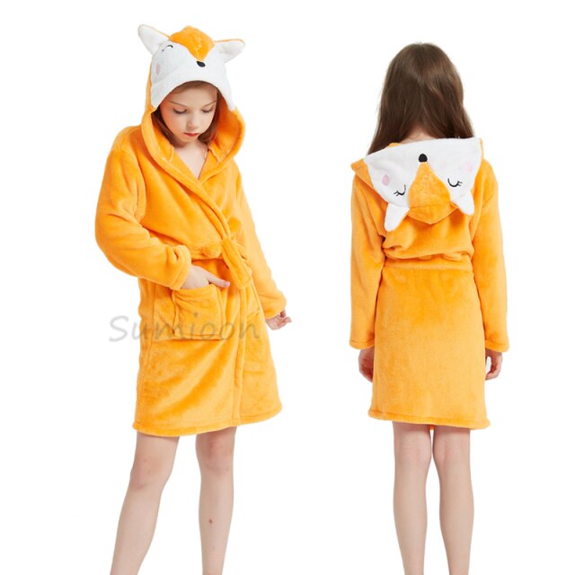 Children Bathrobe Baby Bath Robe Animal Rainbow Unicorn Hooded Bathrobes Girls Kids Sleepwear