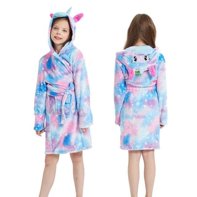 Children Bathrobe Baby Bath Robe Animal Rainbow Unicorn Hooded Bathrobes Girls Kids Sleepwear