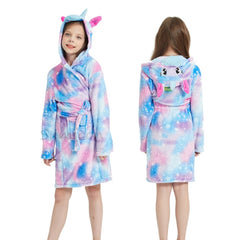 Children Bathrobe Baby Bath Robe Animal Rainbow Unicorn Hooded Bathrobes Girls Kids Sleepwear