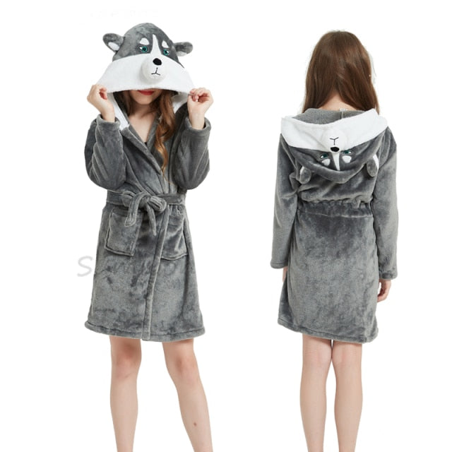 Children Bathrobe Baby Bath Robe Animal Rainbow Unicorn Hooded Bathrobes Girls Kids Sleepwear