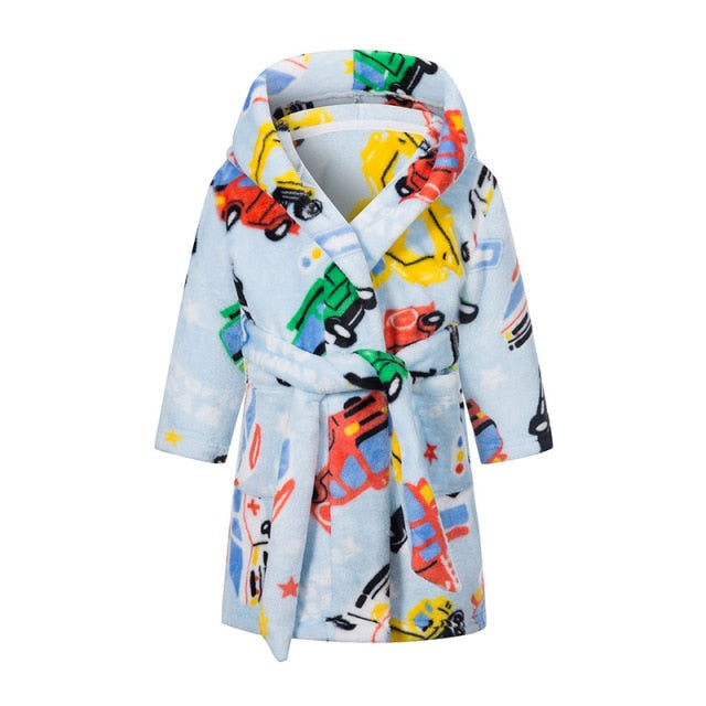 NEW Children's Hooded Flannel Bathrobe Boys/ Girls Patterns