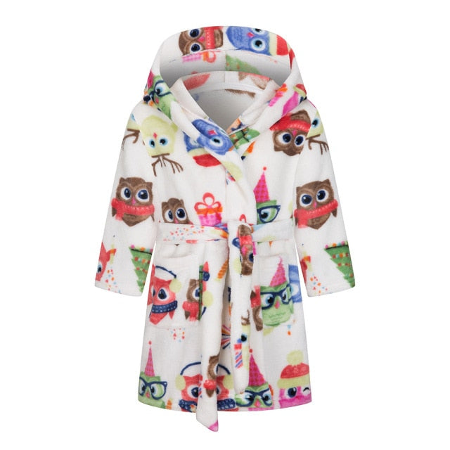 NEW Children's Hooded Flannel Bathrobe Boys/ Girls Patterns