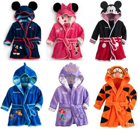 Flannel Cartoon Mouse & Friends pajama Bathrobe.