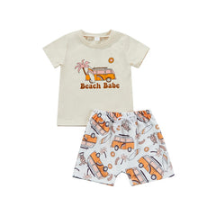 Toddler Baby Girls/ Boys Casual Beachwear Letter Print T-shirts Plaid Shorts