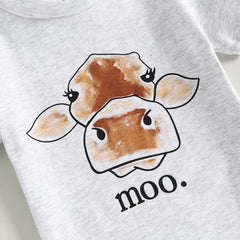 Boys Summer Fashion Cattle Letter Print Short Sleeve T-shirts +Shorts