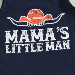 Boys Little Man Cattle Set Letter Print Sleeveless 2pc Tops+Shorts