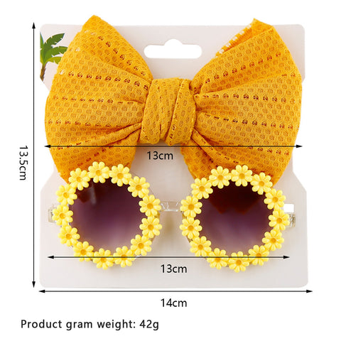 Girls Summer Soft Bows Headband +Sunglasses Sunglasses Accessories
