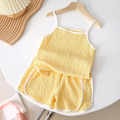 Girls Breathable Summer Ruffled. Activewear Style Shorts + Sleeveless top 2pc set