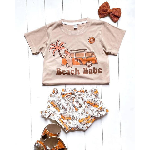 Toddler Baby Girls/ Boys Casual Beachwear Letter Print T-shirts Plaid Shorts