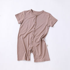 Cozy Soft Baby Summer Essential Short-sleeved Button Down onesie jumpsuit