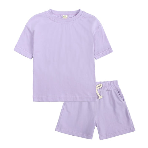 Cozy Kid Summer Essential Boys/Girls Short Sleeve Top+Shorts Sets