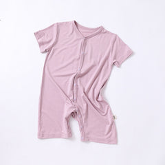 Cozy Soft Baby Summer Essential Short-sleeved Button Down onesie jumpsuit