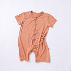 Cozy Soft Baby Summer Essential Short-sleeved Button Down onesie jumpsuit