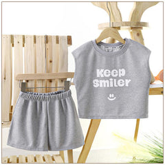 NEW Toddler Girls Casual Keep Smiler Summer Top + Shorts 2pc Set