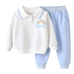 Baby Toddler Girls Set Rainbow Print  Sweatshirt + Pants 2pcs set