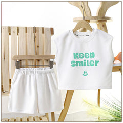 NEW Toddler Girls Casual Keep Smiler Summer Top + Shorts 2pc Set