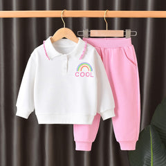 Baby Toddler Girls Set Rainbow Print  Sweatshirt + Pants 2pcs set