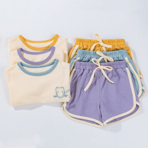 Summer Toddler Girls / Boys Casual Days Baby 2pc Short Sleeve T-shirt Shorts