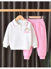 Baby Toddler Girls Set Rainbow Print  Sweatshirt + Pants 2pcs set