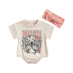 Lovely  Baby Girls  Butterfly Dreamer Romper Bodysuit + Headband