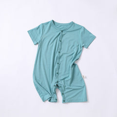 Cozy Soft Baby Summer Essential Short-sleeved Button Down onesie jumpsuit