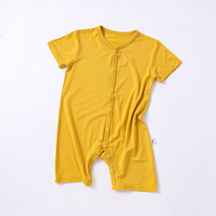 Cozy Soft Baby Summer Essential Short-sleeved Button Down onesie jumpsuit