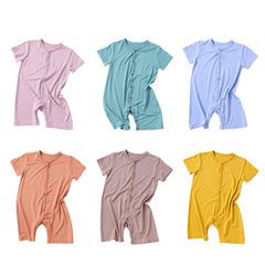 Cozy Soft Baby Summer Essential Short-sleeved Button Down onesie jumpsuit